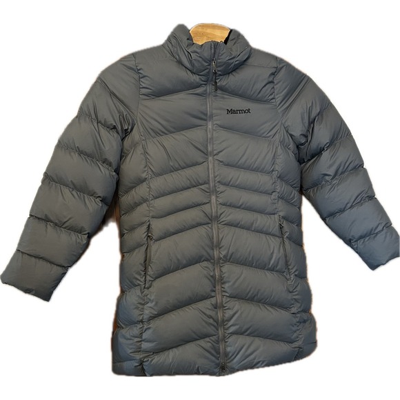 Marmot Jacket Womens XL Gray Duck Down Puffer Coat 700‎ Fill MISSING HOOD - Picture 1 of 9